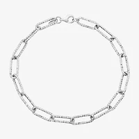 Made Italy Womens 14K Gold 8 Inch Hollow Paperclip Chain Bracelet