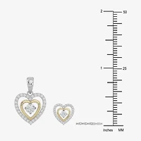 Womens Cubic Zirconia 10K Gold Sterling Silver Heart 2-pc. Jewelry Set