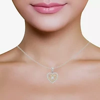 Womens Cubic Zirconia 10K Gold Sterling Silver Heart 2-pc. Jewelry Set
