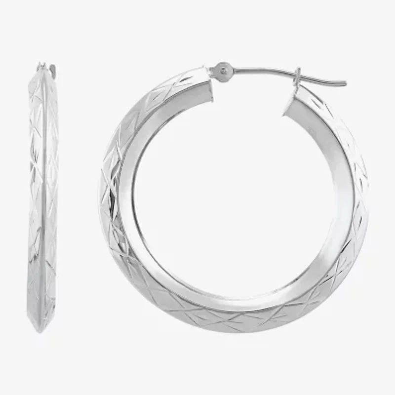 Womens 14K White Gold 30mm Hoop Earrings
