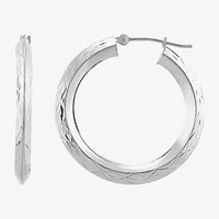 Womens 14K White Gold 30mm Hoop Earrings