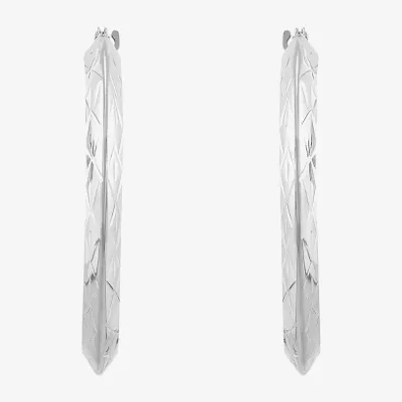 Womens 14K White Gold 30mm Hoop Earrings