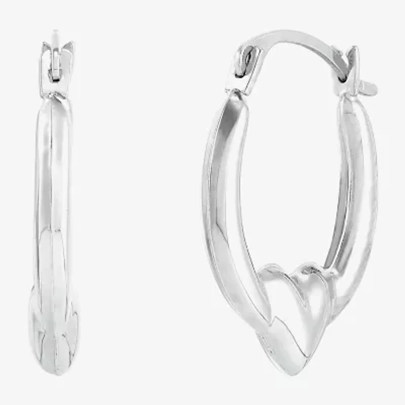 Womens 14K Gold 16.5mm Heart Hoop Earrings