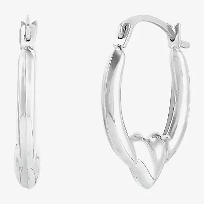 Womens 14K Gold 16.5mm Heart Hoop Earrings