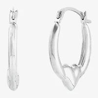 Womens 14K Gold 16.5mm Heart Hoop Earrings