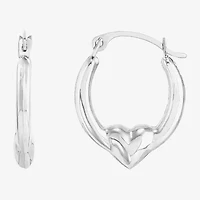 Womens 14K Gold 16.5mm Heart Hoop Earrings