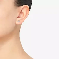 14K White Gold 5.5mm Heart Stud Earrings