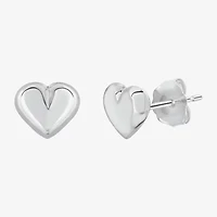 14K White Gold 5.5mm Heart Stud Earrings