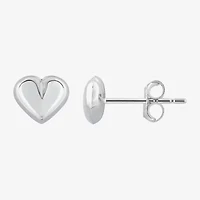 14K White Gold 5.5mm Heart Stud Earrings