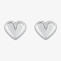 14K White Gold 5.5mm Heart Stud Earrings