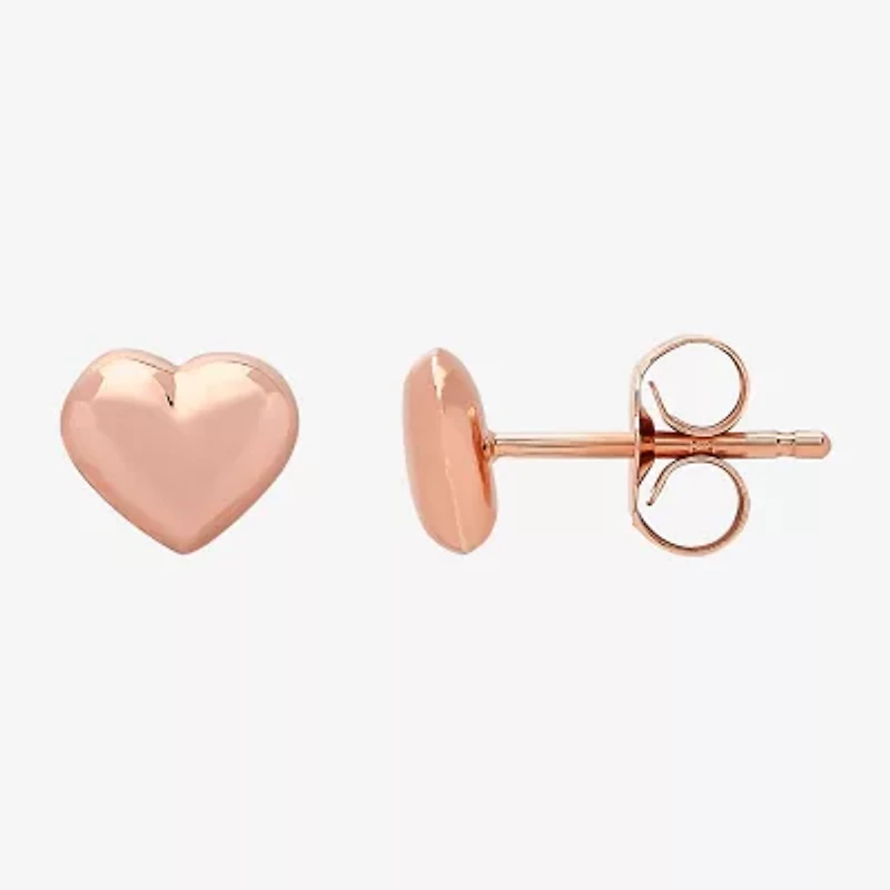 14K Gold 6.2mm Heart Stud Earrings