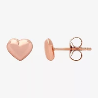 14K Gold 6.2mm Heart Stud Earrings