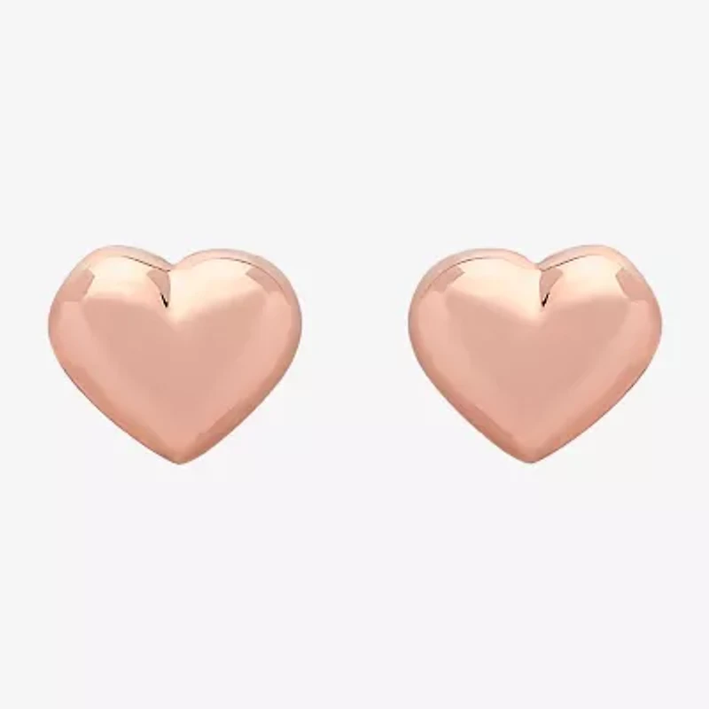 14K Gold 6.2mm Heart Stud Earrings