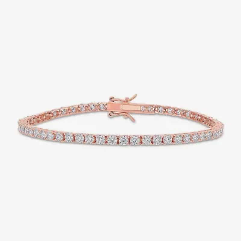 Womens 5 CT. T.W. Lab Created White Moissanite 18K Rose Gold Over Silver Tennis Bracelet
