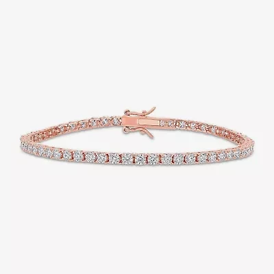 Womens 5 CT. T.W. Lab Created White Moissanite 18K Rose Gold Over Silver Tennis Bracelet