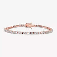 Womens 5 CT. T.W. Lab Created White Moissanite 18K Rose Gold Over Silver Tennis Bracelet