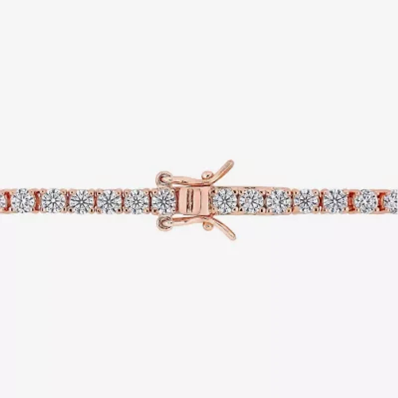 Womens 5 CT. T.W. Lab Created White Moissanite 18K Rose Gold Over Silver Tennis Bracelet