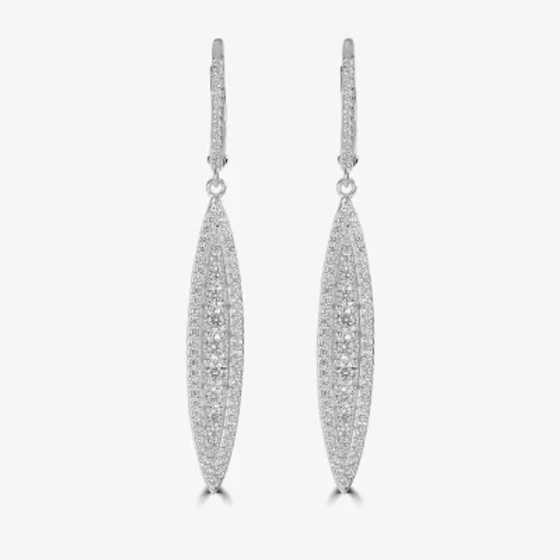 Diamonart Womens Cubic Zirconia Sterling Silver Curved Drop Earrings