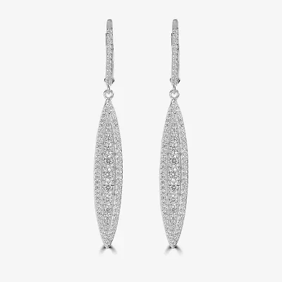 Diamonart Womens Cubic Zirconia Sterling Silver Curved Drop Earrings