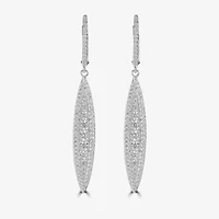 Diamonart Womens Cubic Zirconia Sterling Silver Curved Drop Earrings