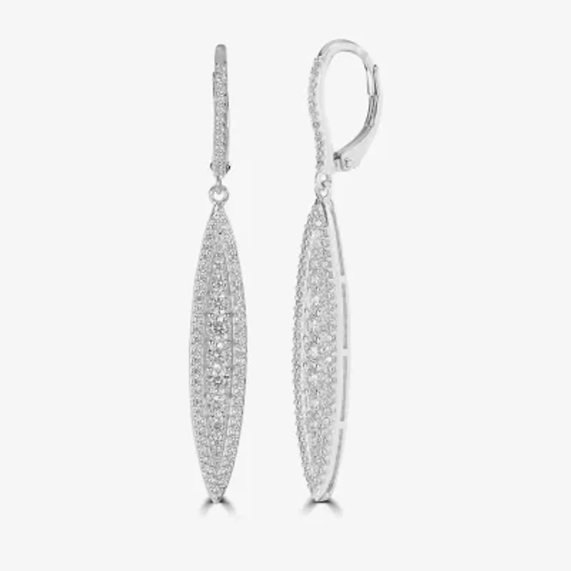 Diamonart Womens Cubic Zirconia Sterling Silver Curved Drop Earrings