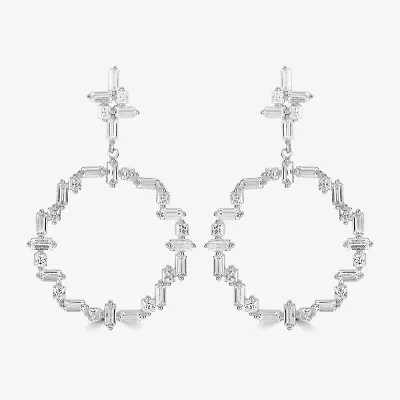 Diamonart Womens Cubic Zirconia Sterling Silver Curved Drop Earrings