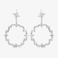 Diamonart Womens Cubic Zirconia Sterling Silver Curved Drop Earrings