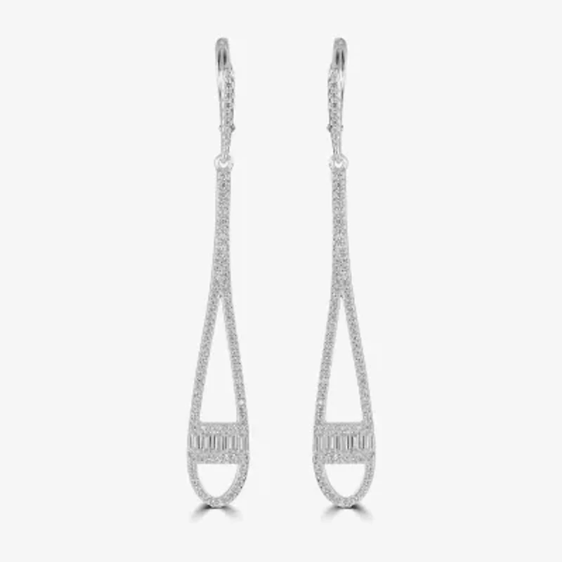 Diamonart Womens Cubic Zirconia Sterling Silver Drop Earrings
