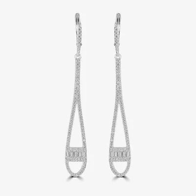 Diamonart Womens Cubic Zirconia Sterling Silver Drop Earrings