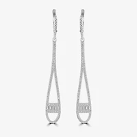 Diamonart Womens Cubic Zirconia Sterling Silver Drop Earrings