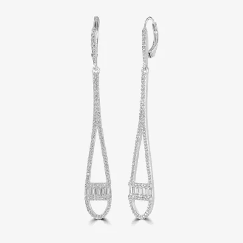 Diamonart Womens Cubic Zirconia Sterling Silver Drop Earrings