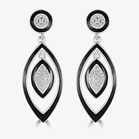 Diamonart Womens Cubic Zirconia Sterling Silver Curved Drop Earrings