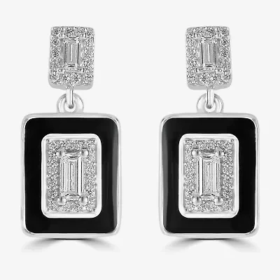 Diamonart Womens Cubic Zirconia Sterling Silver Square Drop Earrings