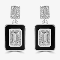 Diamonart Womens Cubic Zirconia Sterling Silver Square Drop Earrings