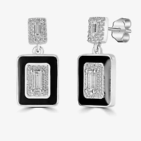 Diamonart Womens Cubic Zirconia Sterling Silver Square Drop Earrings