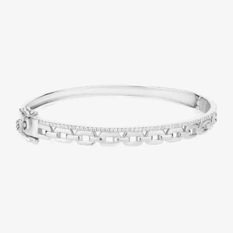 Diamonart Womens Cubic Zirconia Sterling Silver Round Bangle Bracelet
