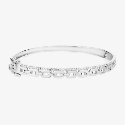 Diamonart Womens Cubic Zirconia Sterling Silver Round Bangle Bracelet