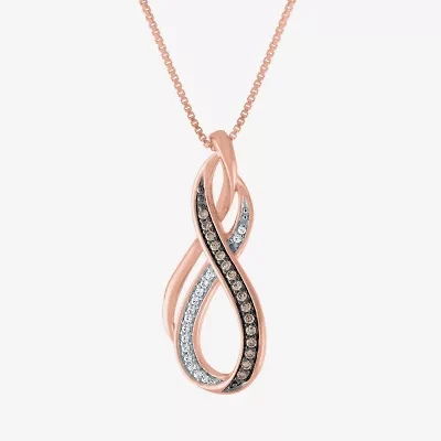 Womens 1/10 CT.T.W. Natural Champagne & White  Diamond 14K Rose Gold Over SIlver Pendant