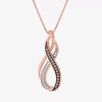 Womens 1/10 CT.T.W. Natural Champagne & White  Diamond 14K Rose Gold Over SIlver Pendant