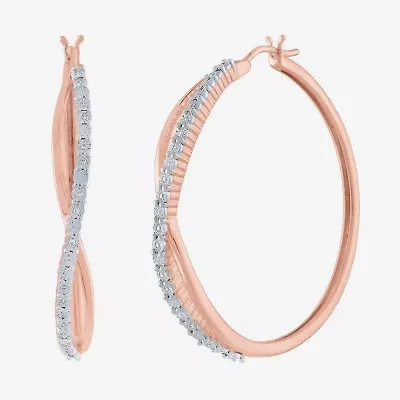 1/10 CT. T.W. Natural White Diamond 36mm Hoop Earrings in 14K Gold Over Silver