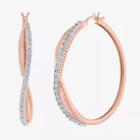 1/10 CT. T.W. Natural White Diamond 36mm Hoop Earrings in 14K Gold Over Silver