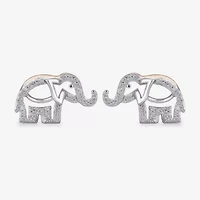 1/10 CT.T.W. Diamond Elephant Stud Earrings in Two Tone 14K Rose Gold Over Silver and Sterling Silver
