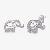 1/10 CT.T.W. Diamond Elephant Stud Earrings in Two Tone 14K Rose Gold Over Silver and Sterling Silver