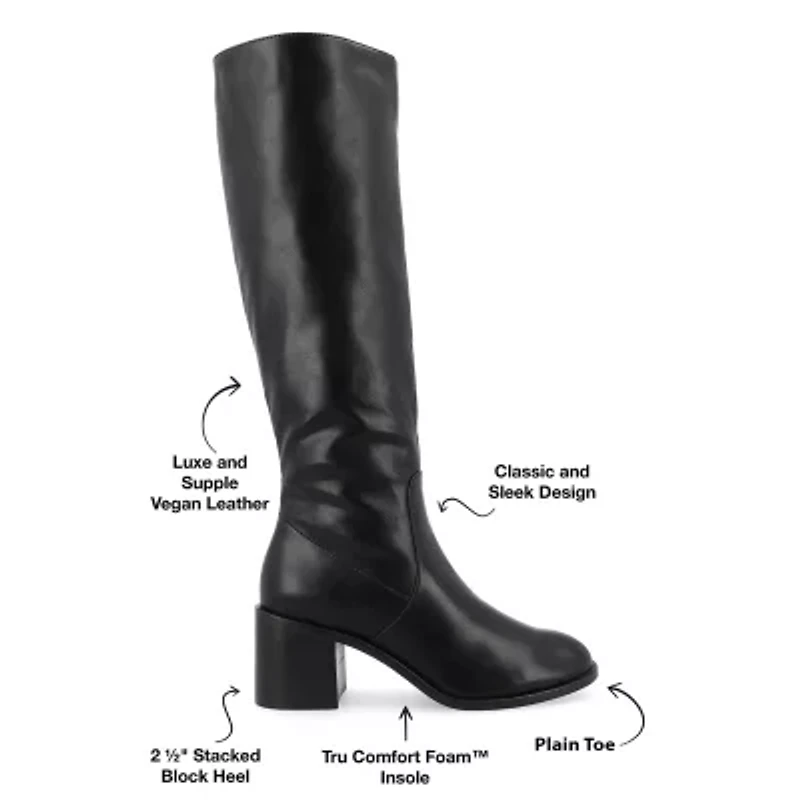 Journee Collection Womens Romilly Stacked Heel Dress Boots