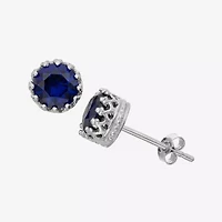 Lab-Created Blue Sapphire Sterling Silver Earrings