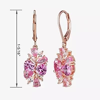 Womens Lab Created Pink 14K Rose Gold Over Silver Drop Earrings