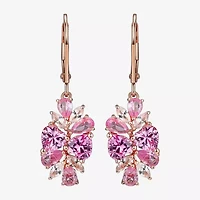 Womens Lab Created Pink 14K Rose Gold Over Silver Drop Earrings
