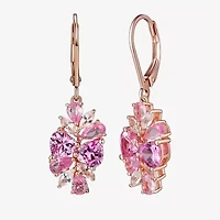 Womens Lab Created Pink 14K Rose Gold Over Silver Drop Earrings