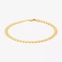 Made in Italy Mens 14K Gold 8 1/2 Inch Solid Curb Chain Bracelet