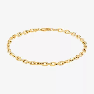 Made in Italy Womens 14K Gold 8 1/2 Inch Solid Link Chain Bracelet